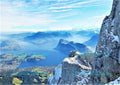 Panoramablick vom Pilatus auf den Vierwaldstättersee und die Schweizer Alpen
