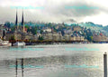 Luzern Seepromenade im Morgennebel – Digitales Foto